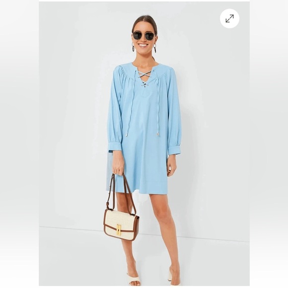 Tuckernuck Dresses & Skirts - Pomander Place Baby Blue Robbie Dress long sleeve lace up strappy Scandi girl